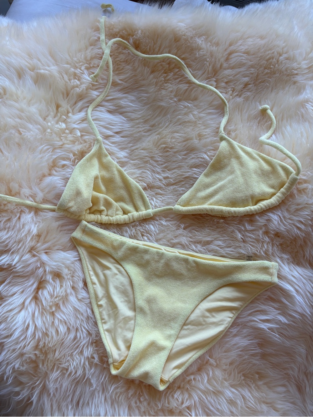 Victoria's Secret Yellow Terry Cloth Bikini Set XL Top S Bottom